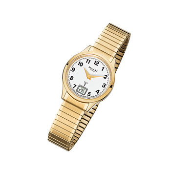 Zegarek na rękę Regent złoty FR-208 damski analogowo-cyfrowy zegarek sterowany radiowo URFR208 - Regent