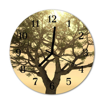 Zegarek na szkle na ścianę Okrągły Drzewo Kwiaty - Tulup