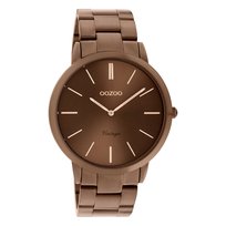 Zegarek Oozoo brązowy stal nierdzewna C20103 Vintage Slim unisex zegarek analogowy UOC20103 Oozoo