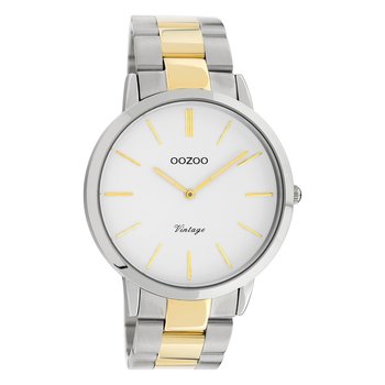 Zegarek Oozoo srebrno-złota stal nierdzewna C20101 vintage slim analogowy zegarek UOC20101 - Oozoo
