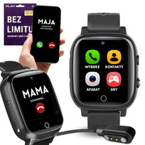 ZEGAREK SMARTWATCH DLA DZIECI CZARNY POŁĄCZENIA ROZMOWY NA KARTĘ SIM POLSKIE MENU