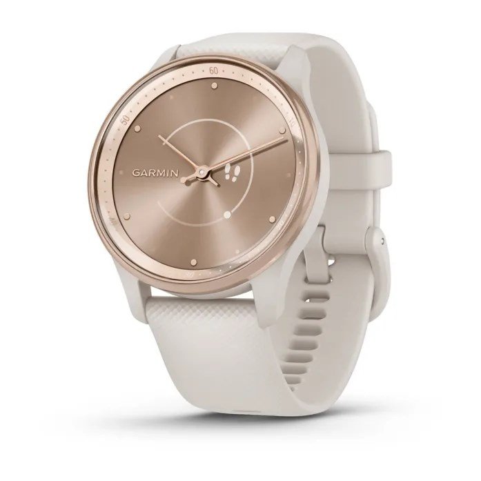 GARMIN - GARMIN vívomove HR Sport GoldWhite Garmin Vivomove HR Sport różowo-złoto-biały - S/M (Zegarek