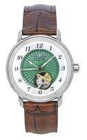 Zegarek Zeppelin Friedrichshafen Leather Strap Open Heart Green Dial Automatic 85672 Women's Watch ZEPPELIN