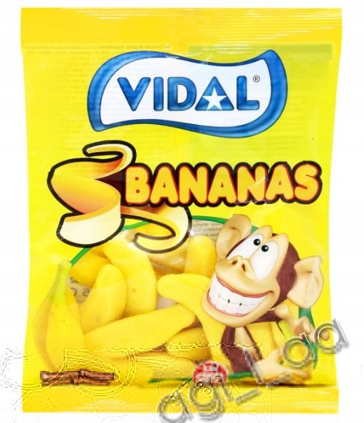 VIDAL Żelki Bananas 90g Vidal w kształcie banana bezglutenowe