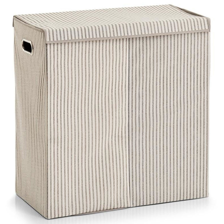 ZELLER, Składana torba na pranie, ubrania STRIPES, beżowa, szara, 120 l