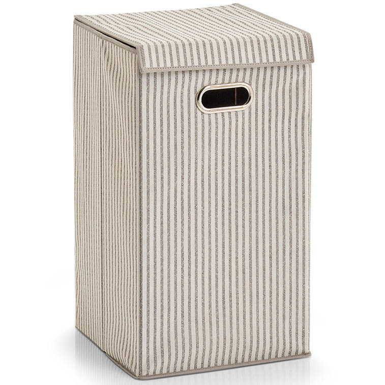 ZELLER, Składana torba na pranie, ubrania STRIPES, beżowa, szara, 60 l