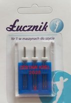 Zesaw igieł podwójnych półpłaskich 130/705H ŁUCZNIK, rozstaw 2 mm, 3 szt. Łucznik