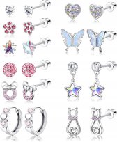 Zestaw 10 Par | Hipoalergicznych | Kolczyków dla Dziewcząt | Srebrne