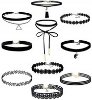 Zestaw 10 szt CHOKER naszyjnik rzemyk celebrytka Edibazzar