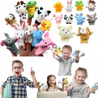 ZESTAW 10X PACYNKI MASKOTKI NA PALCE MALE ZOO DO ZABAWY ZWIERZETA DZIECI