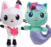 ZESTAW 2 DUŻE MASKOTKI PLUSZAKI KOCI DOMEK GABI SYRENKOTKA I KICIUŚ PANDUŚ