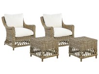 Zestaw 2 Foteli Ogrodowych Rattanowy Z Podnóżkiem Naturalny Ribolla