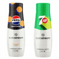 Zestaw 2 koncentratów, syropów Sodastream. Pepsi MAX Mango Zero Cukru + 7Up