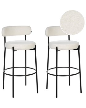 Zestaw 2 krzeseł barowych boucle biały ALLISON - Beliani