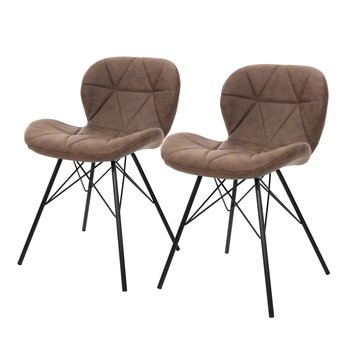 Zestaw 2 krzeseł do jadalni Brązowa tapicerka ze sztucznej skóry z metalowymi nogami wraz z materiałem montażowym ML-Design - ML-DESIGN