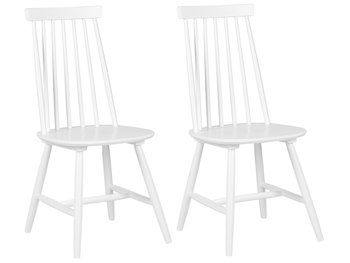 Zestaw 2 krzeseł do jadalni drewniany biały BURBANK - Beliani