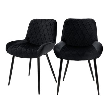 Zestaw 2 krzeseł do jadalni z czarnego aksamitu z metalowymi nogami wraz z materiałem montażowym ML-Design - ML-DESIGN