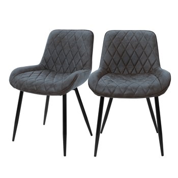 Zestaw 2 krzeseł do jadalni z imitacji skóry w kolorze antracytu z metalowymi nogami, z elementami montażowymi ML-Design - ML-DESIGN