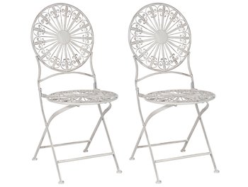 Zestaw 2 krzeseł ogrodowych metalowy biały SCAFA - Beliani