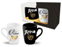 Zestaw 2 kubków ceramicznych BLACK & WHITE - Piękna / Bestia 300 ml, BGtech