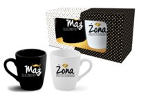 Zestaw 2 kubków porcelanowych Black & White, 300 ml, 2 szt. BGtech, czarny BGtech