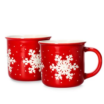 ZESTAW 2 kubków porcelanowych świąteczny TRINKIE ze śnieżynką - Homla