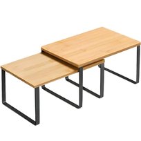 Zestaw 2 małe półki stojące do kuchni na przyprawy bambus 30x(18.5-19.5)x(12.5-15.5) KH2NB Begryf