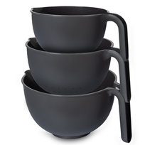 Zestaw 2 misek i durszlak z rączką: 3L, 2L, 1,5L ciemny grafit