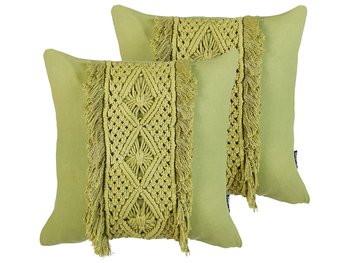 Zestaw 2 poduszek dekoracyjnych makrama 45 x 45 cm zielony KALAM - Beliani