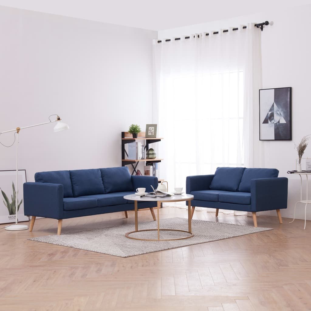 Zdjęcia - Salon (witryna) VidaXL Zestaw 2 sof tapicerowanych tkaniną , niebieski 