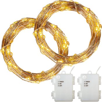 Zestaw 2 sztuk drutów świetlnych - 200 diod LED,ciepły biały - VOLTRONIC®