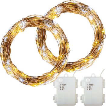 Zestaw 2 sztuk drutów świetlnych - 200 diod LED,ciepły/zimny - VOLTRONIC®