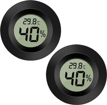 Zestaw 2 sztuk higrometru, termometru, monitora LCD, cyfrowego zewnętrznego miernika wilgotności do nawilżaczy powietrza, osuszaczy powietrza, szklarni, piwnicy, pokoju dziecięcego, czarny okrągły - Inny producent