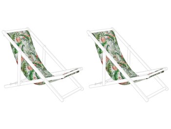 Zestaw 2 tkanin leżakowych wzór we flamingi ANZIO / AVELLINO - Beliani