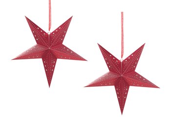 Zestaw 2 wiszących gwiazd brokatowych LED 45 cm czerwony MOTTI - Beliani