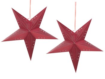 Zestaw 2 wiszących gwiazd brokatowych LED 60 cm czerwony MOTTI - Beliani