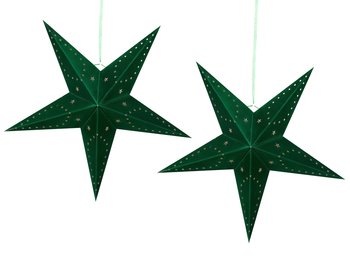 Zestaw 2 wiszących gwiazd welurowych LED 60 cm zielony MOTTI - Beliani