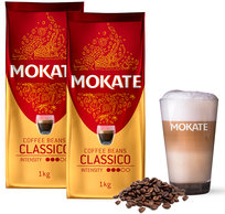 Zestaw 2kg Kawy ziarnistej Mokate Classico + szklanka 