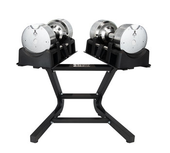 ZESTAW 2X HANTLE REGULOWANE SREBRNE 23,5KG + STOJAK CZARNY - Inna marka