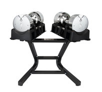 ZESTAW 2X HANTLE REGULOWANE SREBRNE 41,5KG + STOJAK CZARNY