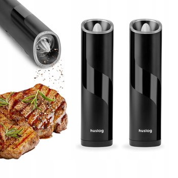 Zestaw 2X Młynek Grawitacyjny Elektryczny Do Pieprzu I Soli Przypraw Czarny - Huslog