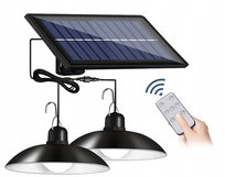 ZESTAW 2x ŻYRANDOL wisząca lampa solarna LED +pilot