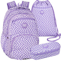 Zestaw 3-Elementowy Do Klasy 4-8 Plecak Piórnik Worek Coolpack Kratka