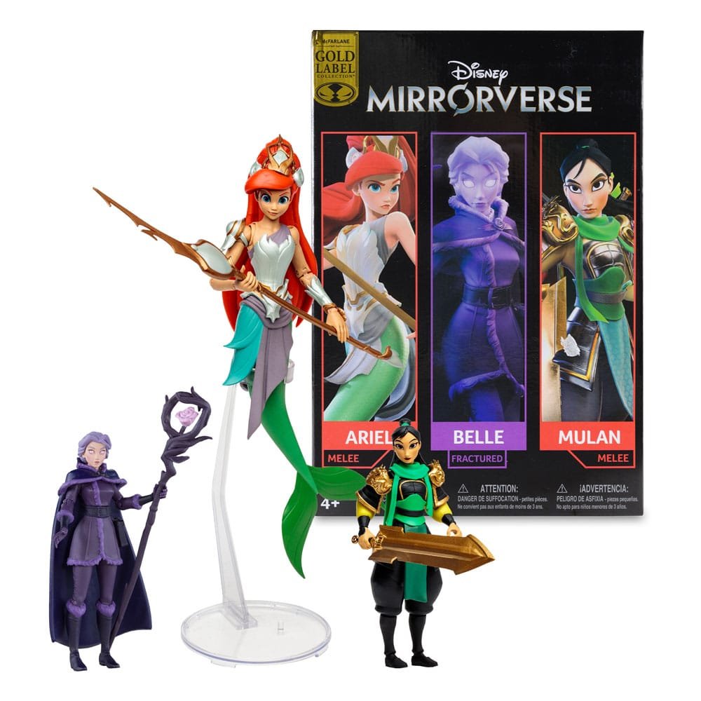 Zestaw 3 figurek Disney Mirrorverse - Mulan, Belle (Fractured) & Ariel ...