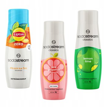 Zestaw 3 koncentratów Sodastream. Ice Tea Peach Zero, Grapefruit, LemonLime - SodaStream