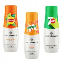 Zestaw 3 koncentratów Sodastream Lipton Ice Tea Peach + Mirinda + 7up