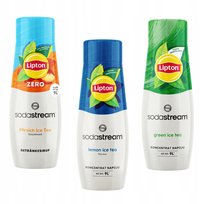 Zestaw 3 koncentratów Sodastream Lipton Ice Tea: Peach Zero, Lemon, Green