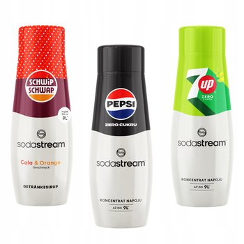 Zestaw 3 koncentratów Sodastream Schwip Schwap Cola + PepsMax + 7up Free - SodaStream