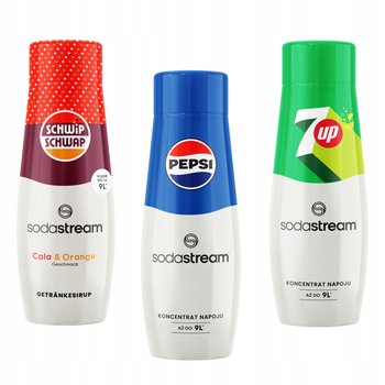 Zestaw 3 koncentraty Sodastream Cola Pomarańcza Schwip Schwap + Pepsi + 7up - SodaStream