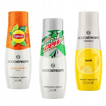 Zestaw 3 koncentraty Sodastream Lipton Ice Tea Peach + Mountain Dew + Tonic - SodaStream